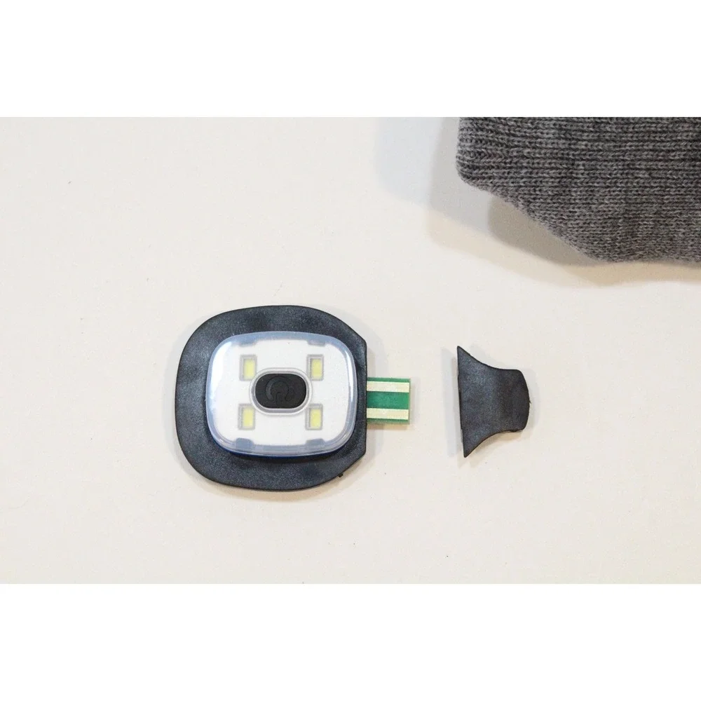 LED Lighted Beanie‎ Hat Winter Cap Gray Knit Acrylic Etsfmoa Rechargable